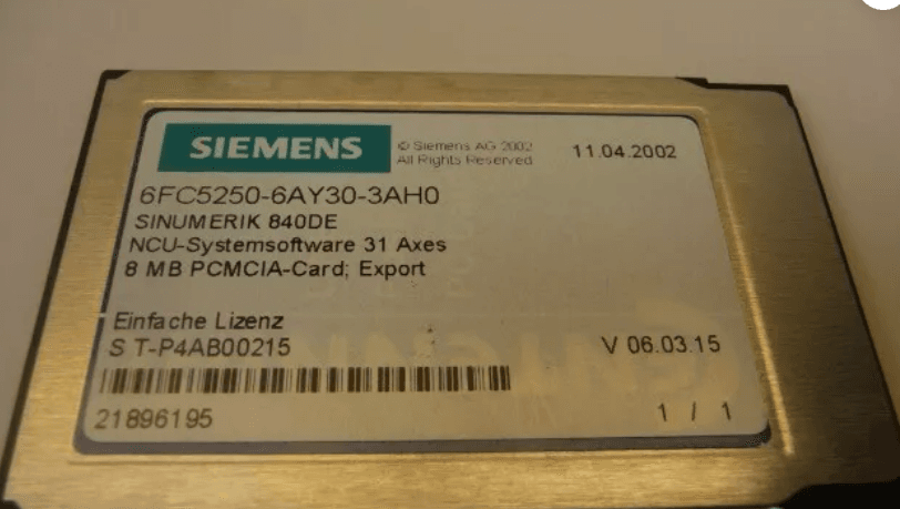 SIEMENS SINUMERIK 840DE CNC-SOFTWARE 31-5 ON PC CARD 6FC5250-6AY30-3AH0