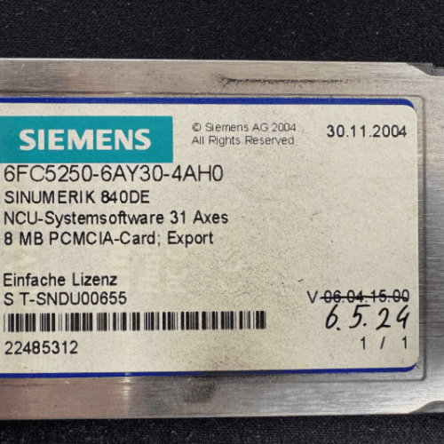 SIEMENS SINUMERIK 840DE CNC-SOFTWARE 31-5 ON PC CARD 6FC5250-6AY30-4AH0