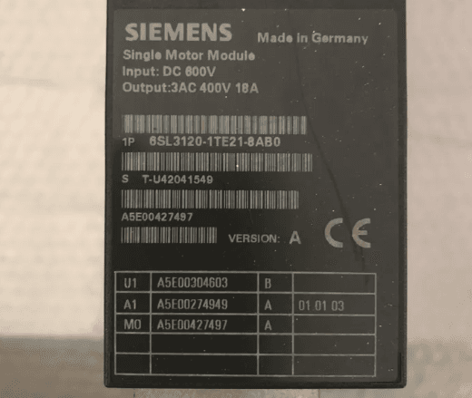 NEW IN BOX SIEMENS SINAMICS S120 SINGLE MOTOR MODULE 6SL3120-1TE21-8AB0