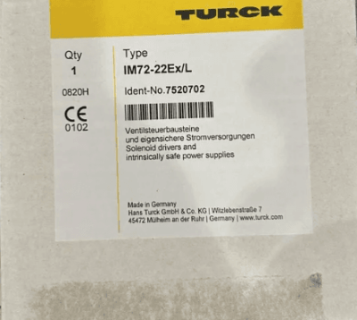 Turck safety barrier IM72-22EX/L packaging is a bit old