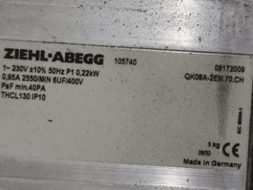 ZIEHL-ABEGG QK08A-2EM.70.CH Crossflow fan 230V
