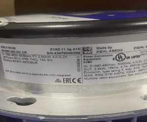 ZIEHL-ABEGG RH35C-ZID.DC.CR Centrifugal Fan