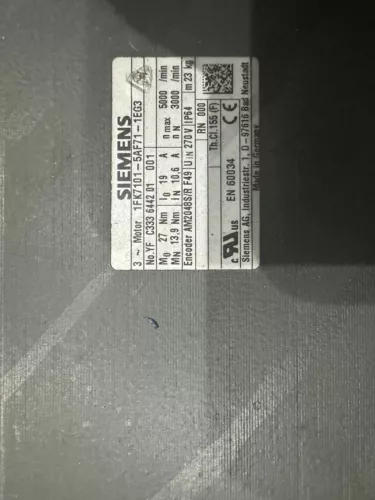 SIEMENS 1FK7101-5AF71-1EG3 SIMOTICS S Synchronous servo motor 1FK7101-5AF71-1EG3