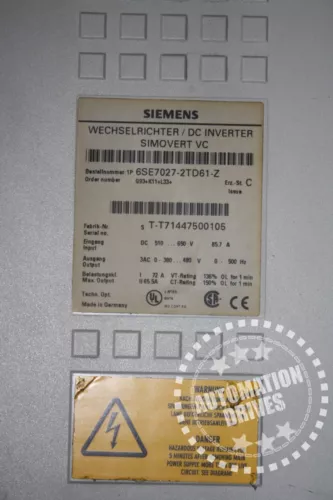 SIEMENS SIMOVERT MASTERDRIVES 6SE7027-2TD61-Z