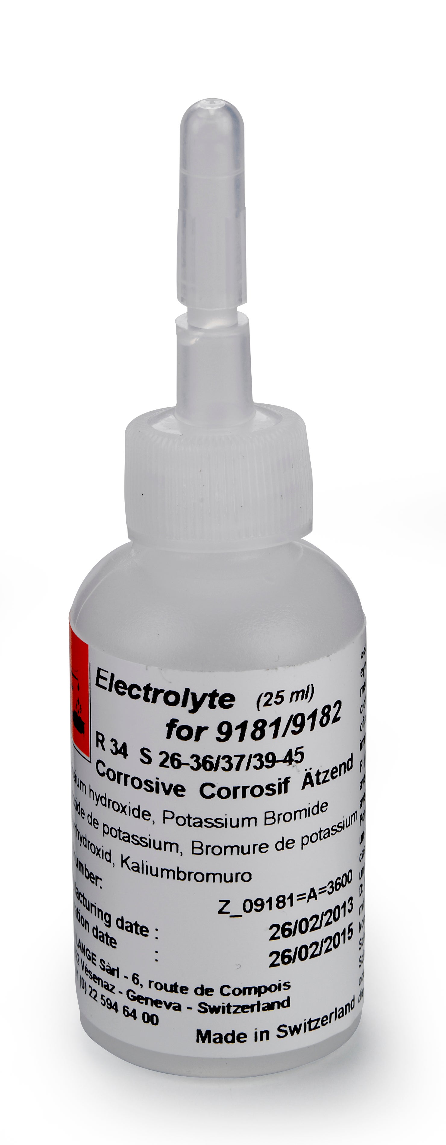 Bottle of electrolyte for oxygen meter, ppm, 25 mL