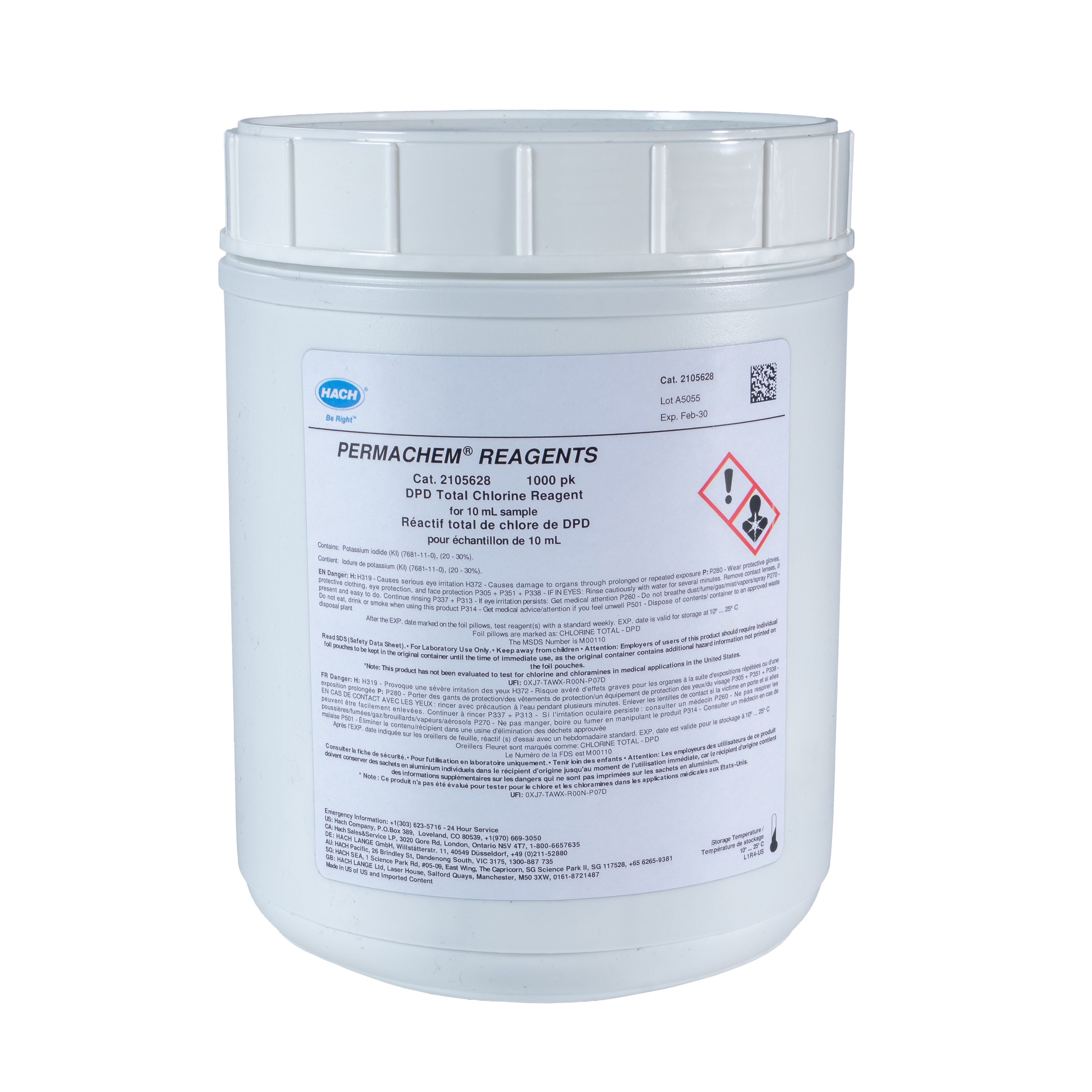 DPD Total Chlorine Reagent Powder Pillows, 10 mL, pk/1000