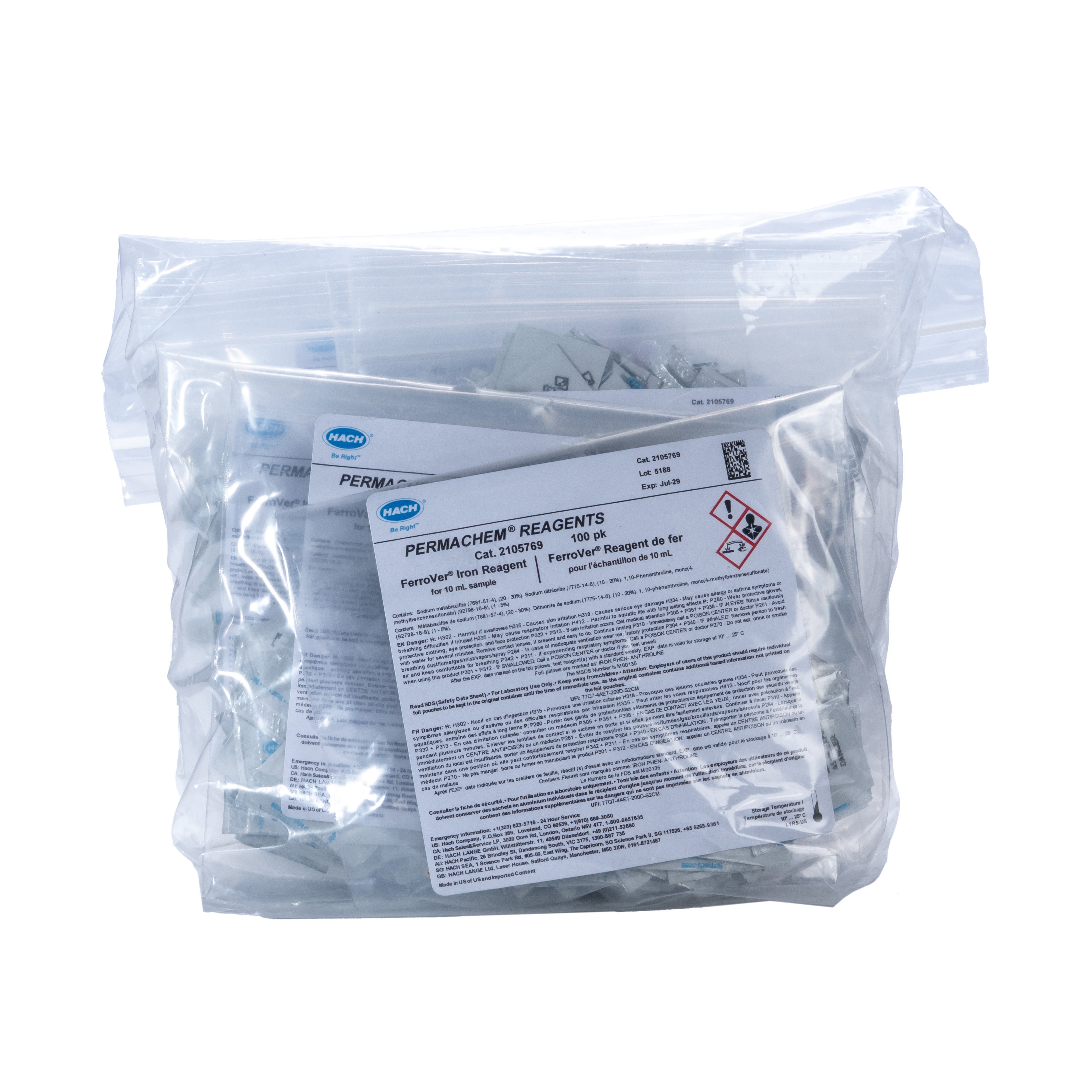 FerroVer® Iron Reagent Powder Pillows, 10 mL, pk/1000