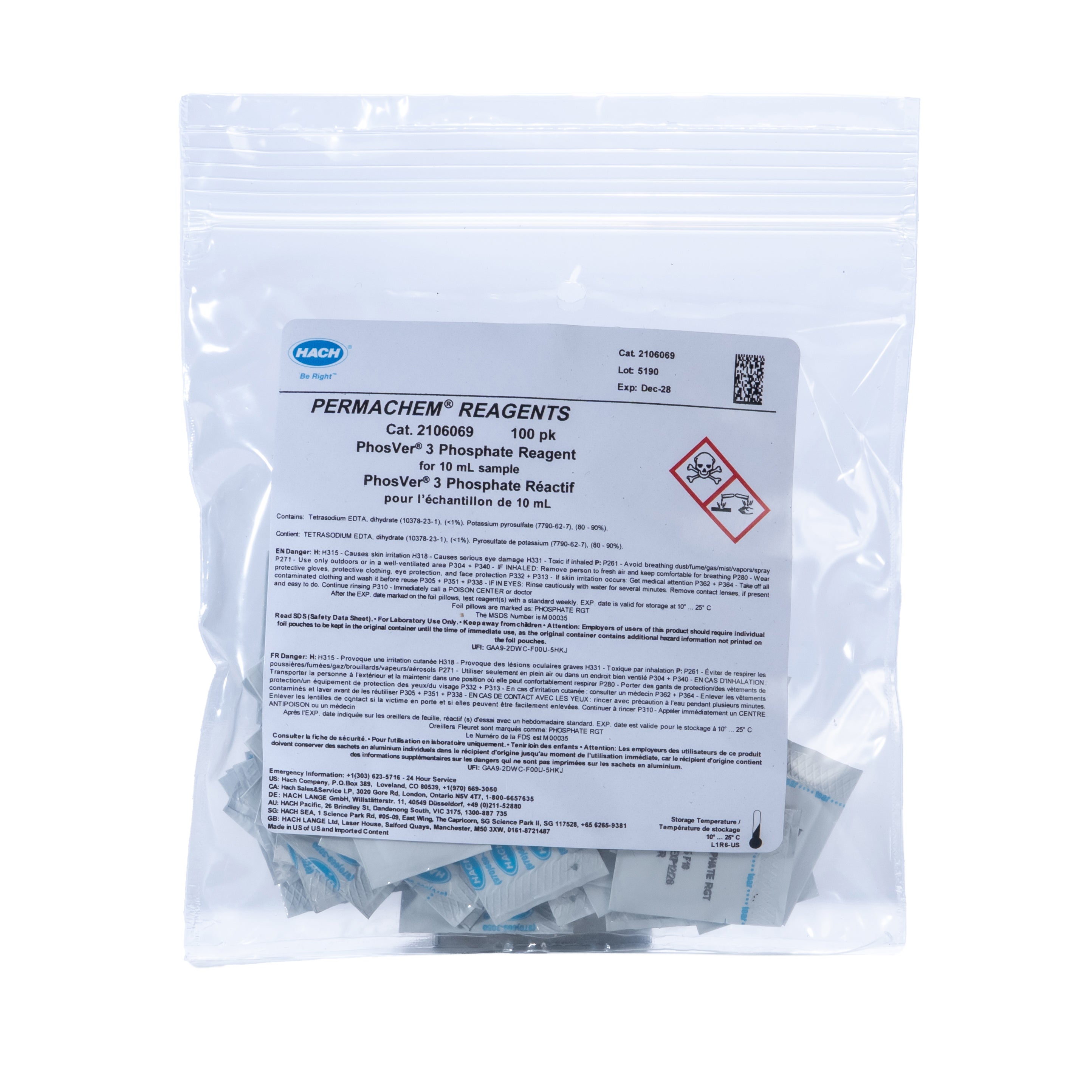 PhosVer® 3 Phosphate Reagent Powder Pillows, 10 mL, pk/100