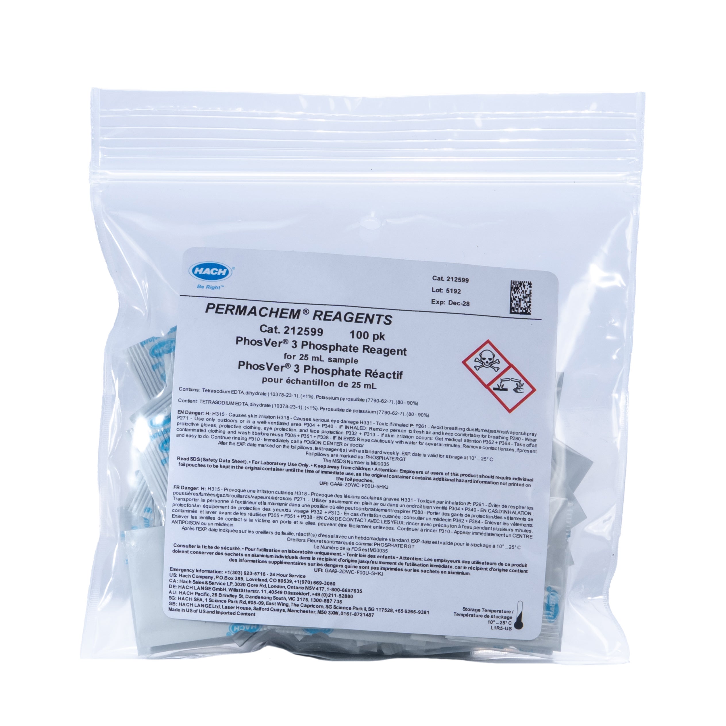PhosVer® 3 Phosphate Reagent Powder Pillows, 25 mL, pk/100