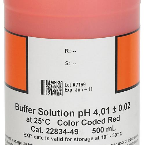Buffer Solution, pH 4.01, Color-coded Red, 500 mL