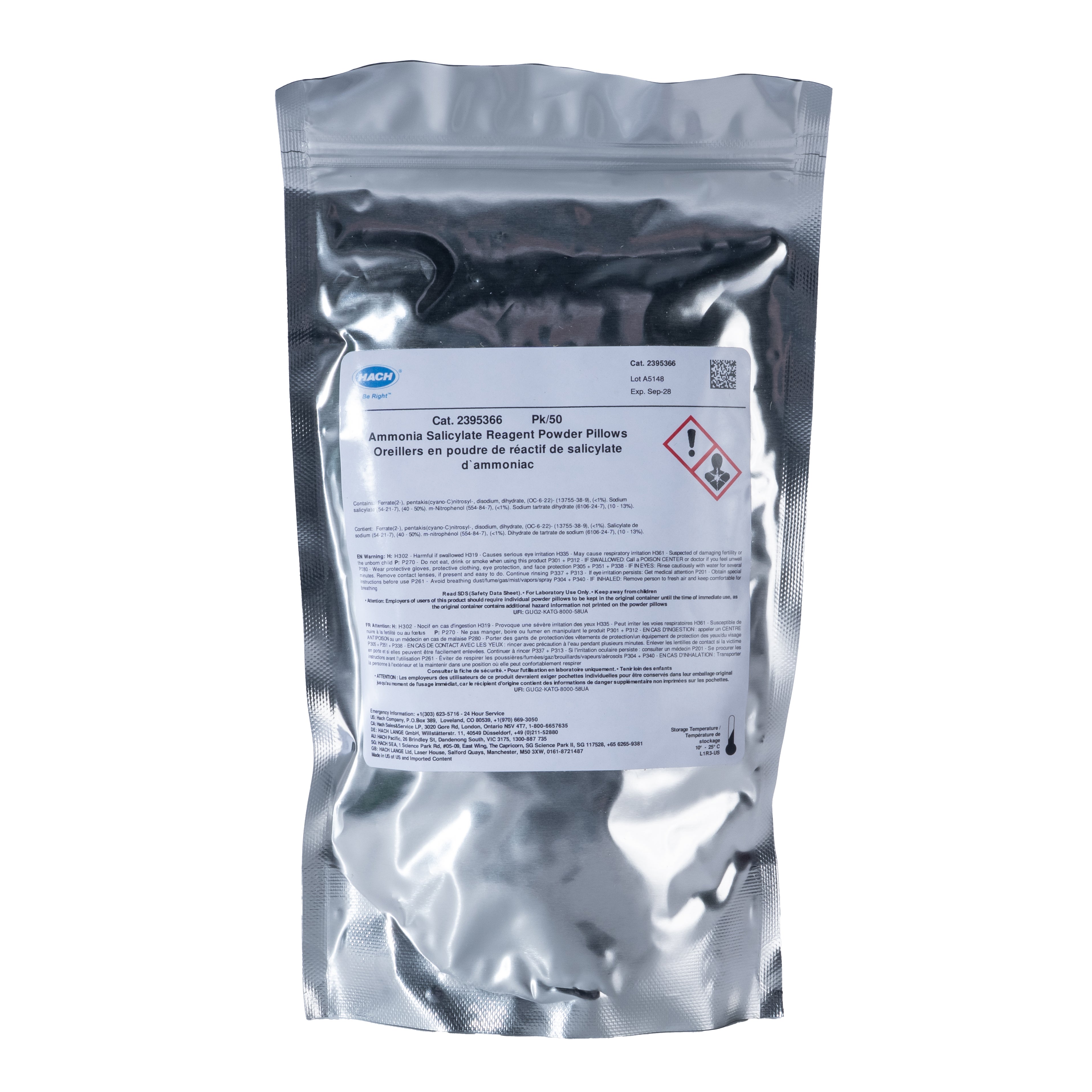 Ammonia Salicylate Reagent Powder Pillows, 25 mL, pk/50