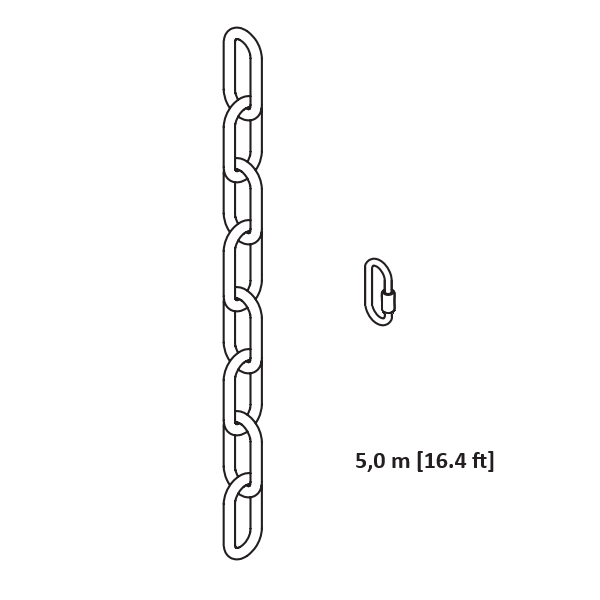 Stainless steel chain with lock, 5 m