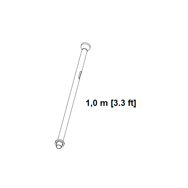 Extension Pipe, 1 m, with Side Hole, Stainless Steel