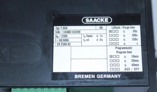 SAACKE Burner Control Unit F-OSA for Industrial Combustion Systems