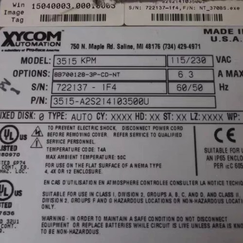 XYCOM Industrial Computer 3515KPM - Rugged Performance PC