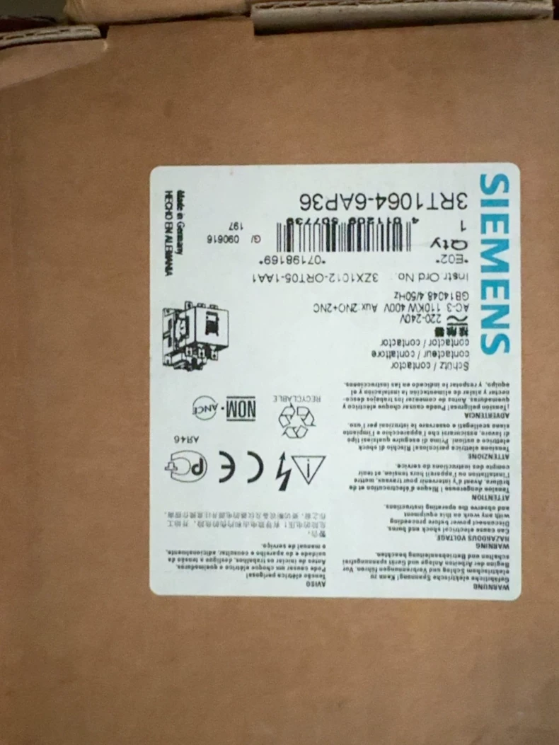 SIEMENS AC Contactor 3RT1064-6AP36 - Industrial Grade Safety