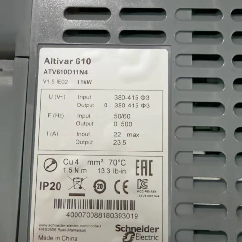 Schneider ATV610D11N4 Variable Frequency Drive Energy Efficient