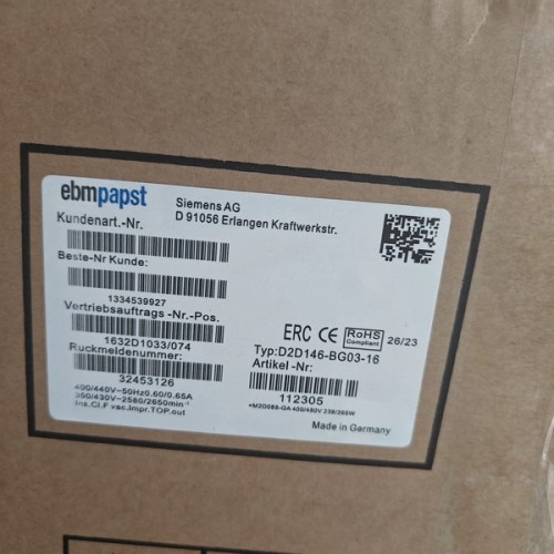 EBM-PAPST D2D146-BG03-16 Centrifugal Fan High Efficiency