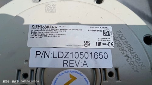 ZIEHL-ABEGG Motor Fan RH63M-6DK.6N.1R Industrial Grade