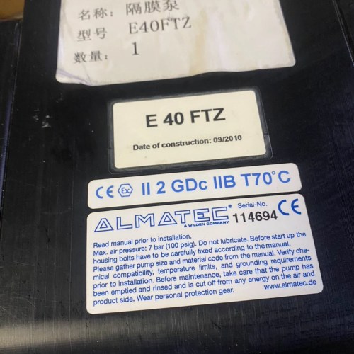 ALMATEC Diaphragm Pump E40FTZ Durable Fluid Transfer Pump