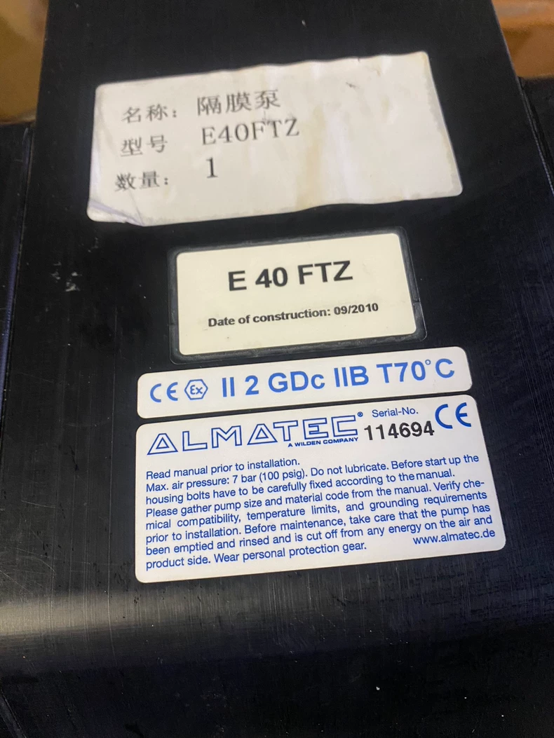 ALMATEC Diaphragm Pump E40FTZ Durable Fluid Transfer Pump