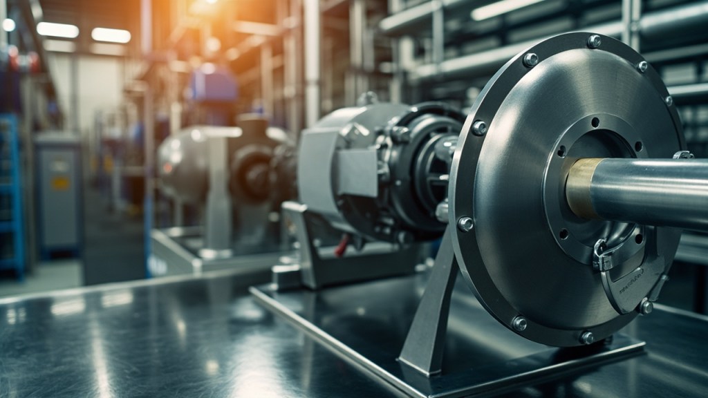 Stainless steel centrifugal pump in industrial plant